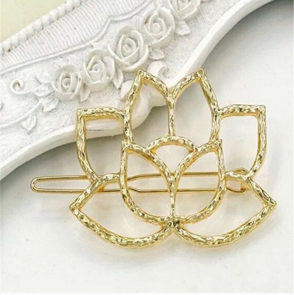 NWOT Gold Lotus Hair Pin - Picture 12 of 12
